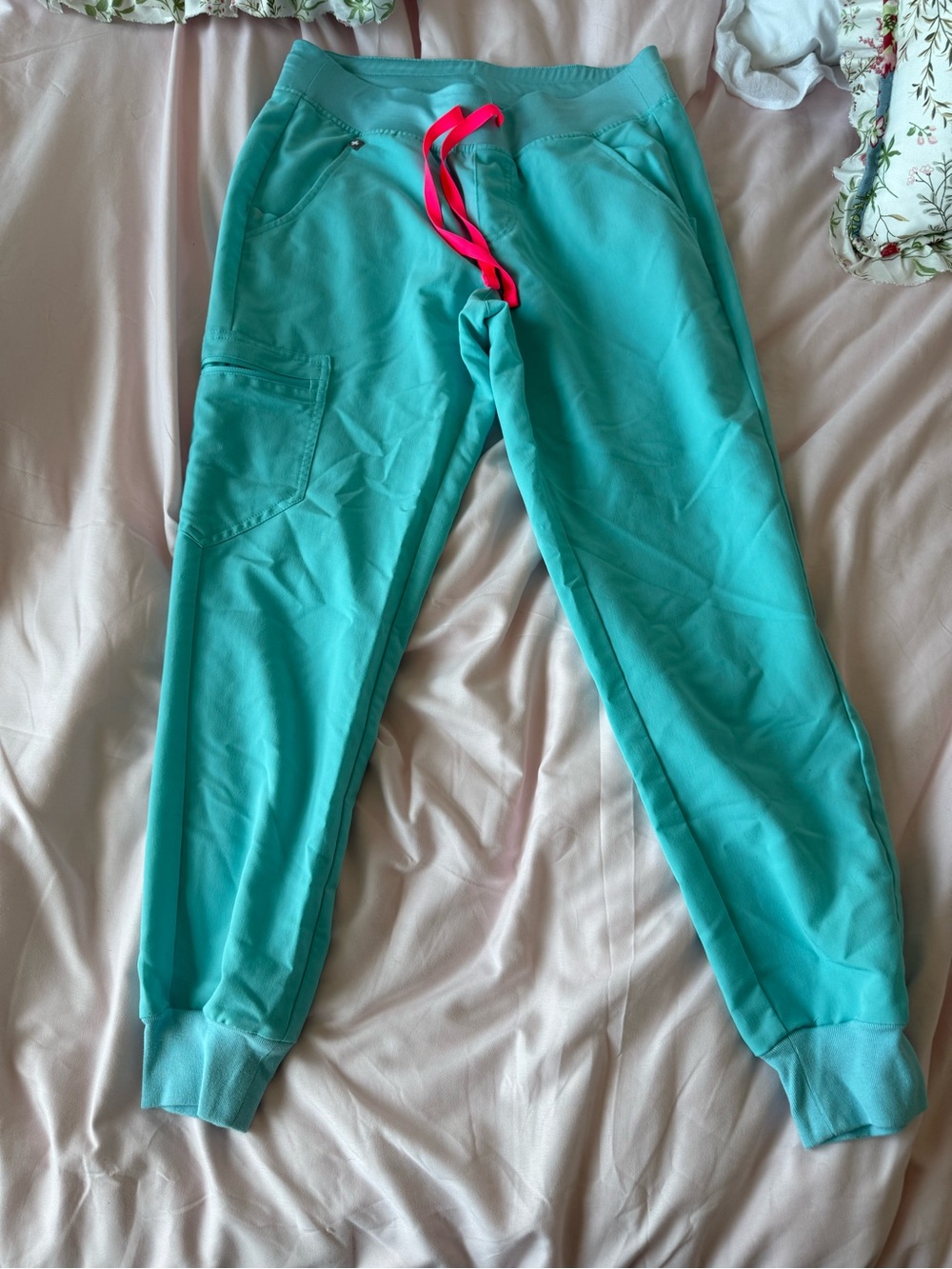 FIGS Neon Aqua Zamora Jogger Scrub Pants